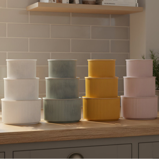 Metal Tupperware Set - 3 Pcs	